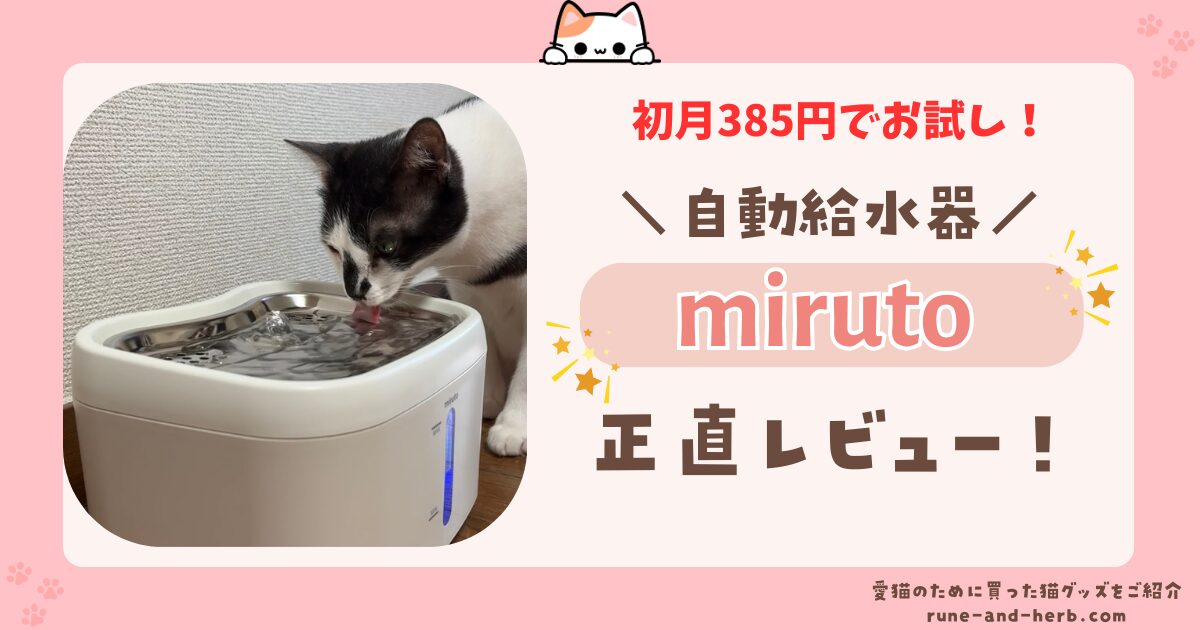 猫の自動給水器を初月385円でお試し！miruto【モニタリング自動給水器 